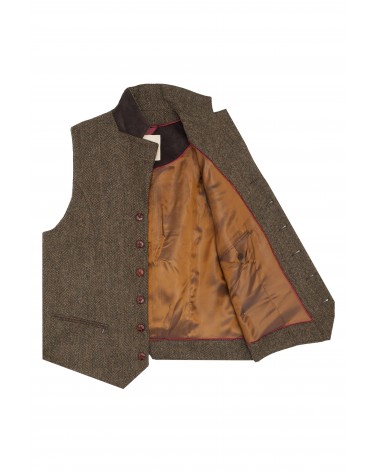 Wide classic brown herringbone waistcoat TOM CLIPPERTOWN®