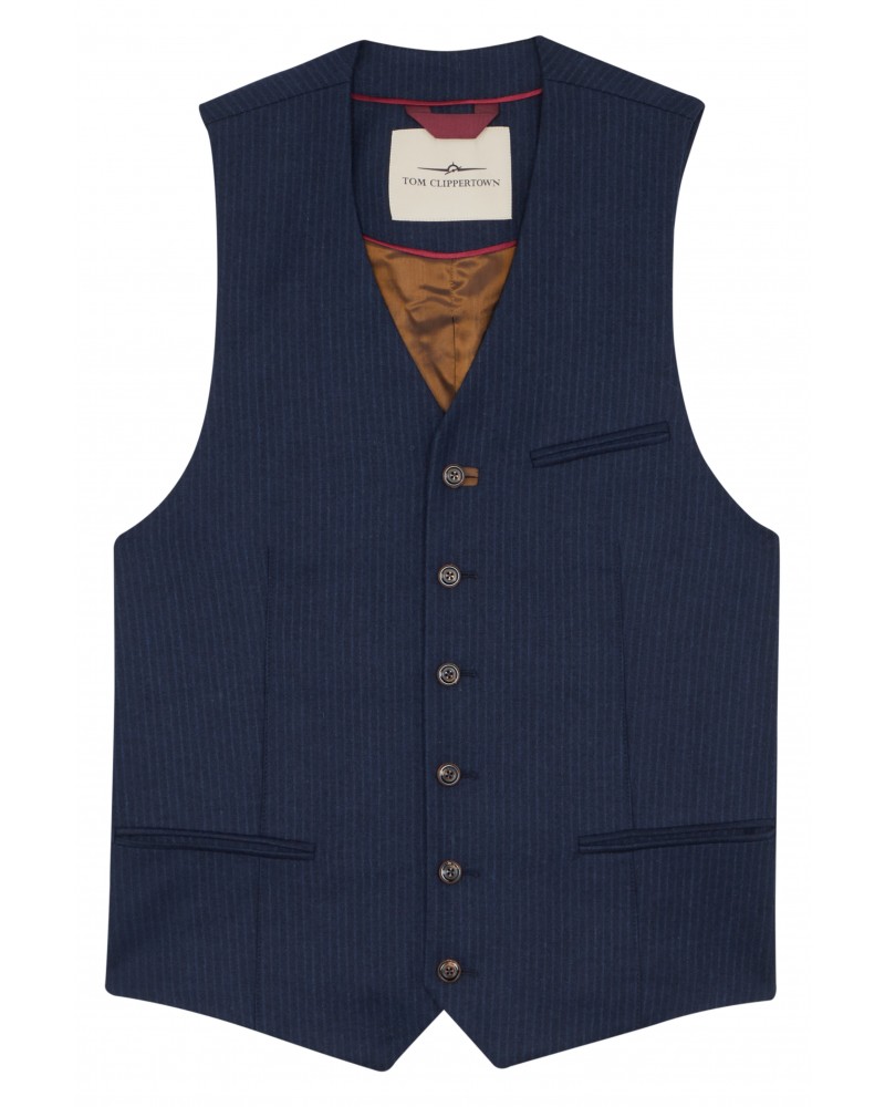 Gilet De Costume Homme à Rayures Fines - Coupe Ajustée, Double Boutonnage - Pour Smoking, Tenue Formelle