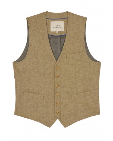 Gilet De Costume Pour Homme - Coupe Ajustée, Col En V, Tissu Poids Moyen, Style Rétro Avec Drapeau Italien