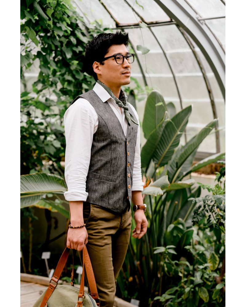 AeoTeokey Gilet Été Lin Homme - Style Rétro Coupe Droite Respirant Et Élégant Pour Mariage Et Quotidien