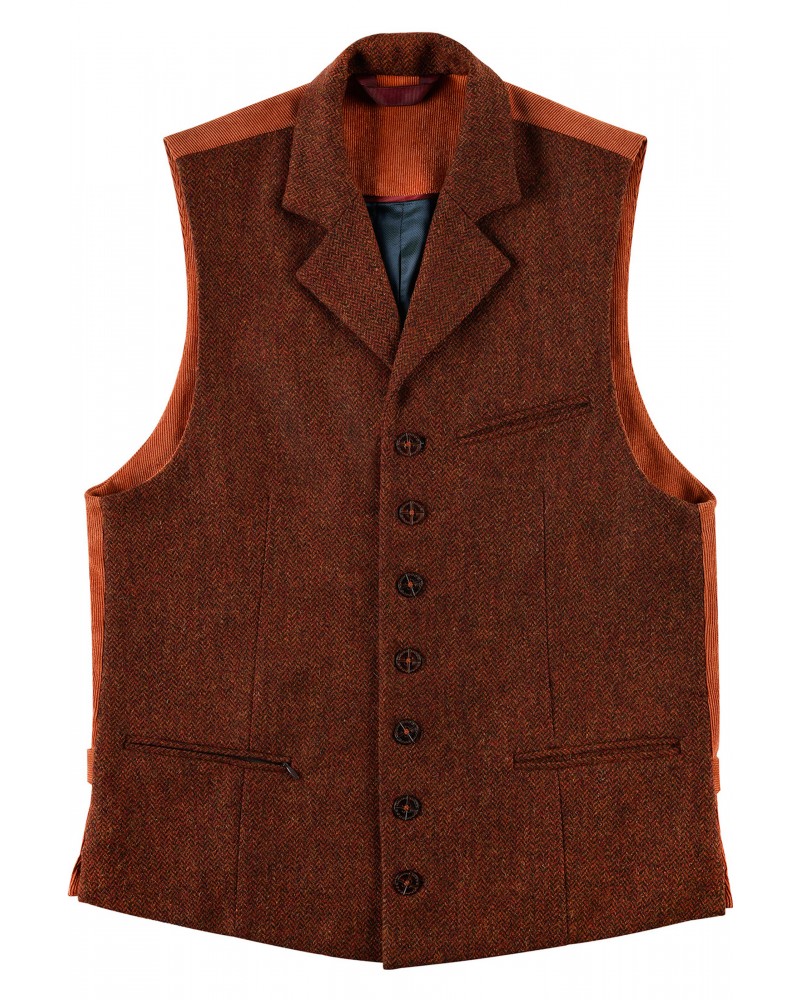 Women's Blue Herringbone Tweed Waistcoat