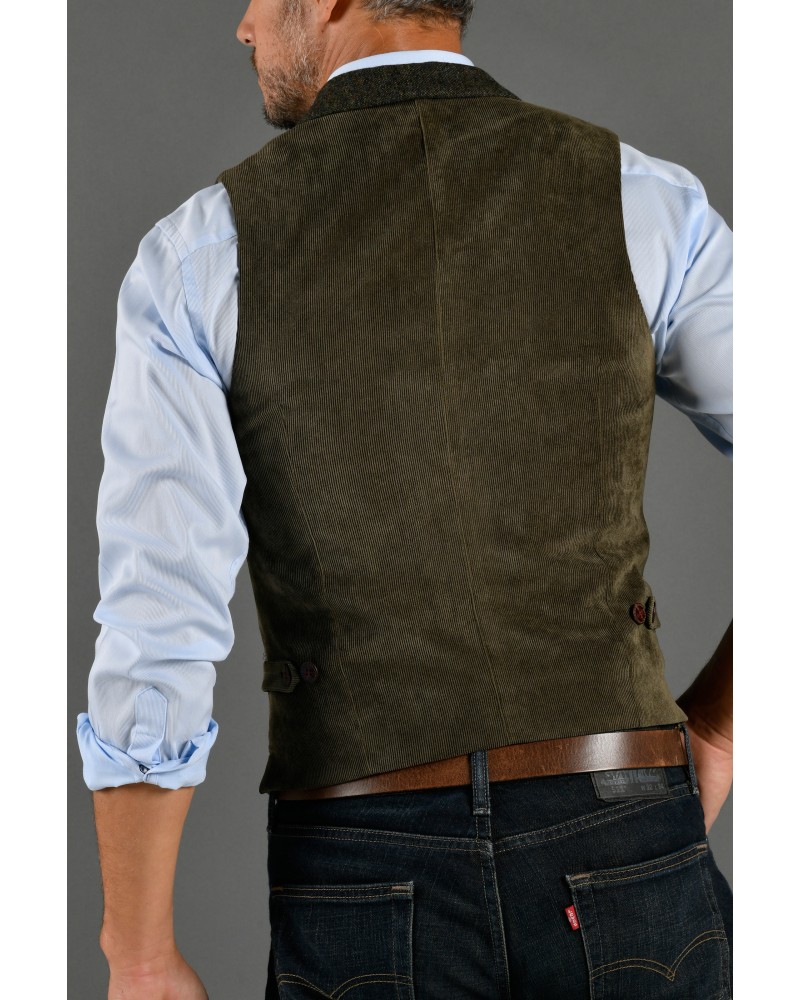 Gilet Homme Sans Manches En Tweed Chevron - Taille 44 - Double Boutonnage - Neuf Avec étiquettes